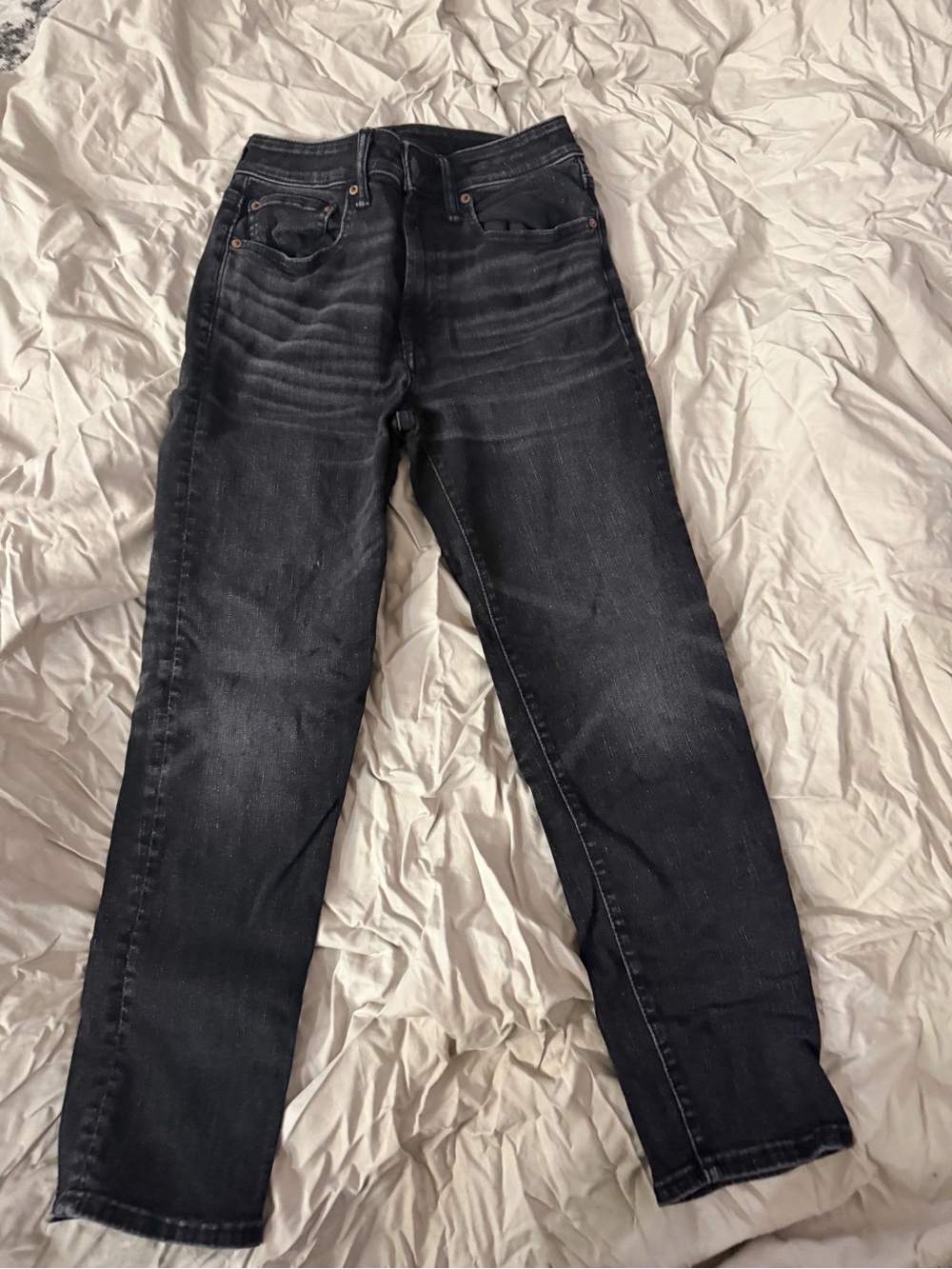 American Eagle Men Black Faded Straight-Leg Jeans Airflex+